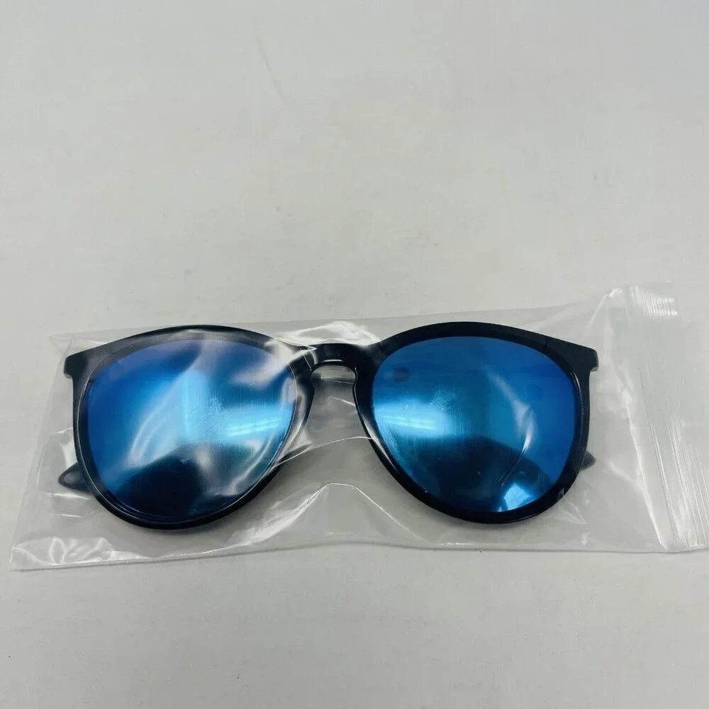Xuhal Unisex Round‎ Sunglasses for Women & Men Retro 80s Frame in Black/Blue